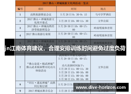 jn江南体育建议，合理安排训练时间避免过度负荷